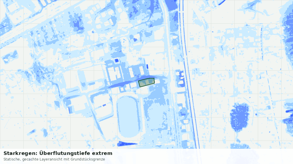 Statische Kartenansicht: Starkregen: Überflutungstiefe extrem
