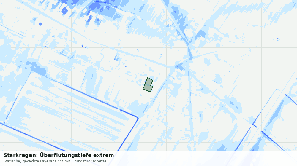 Statische Kartenansicht: Starkregen: Überflutungstiefe extrem