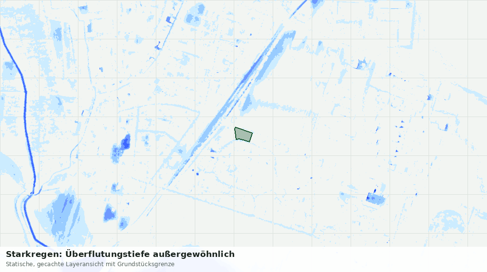 Statische Kartenansicht: Starkregen: Überflutungstiefe außergewöhnlich