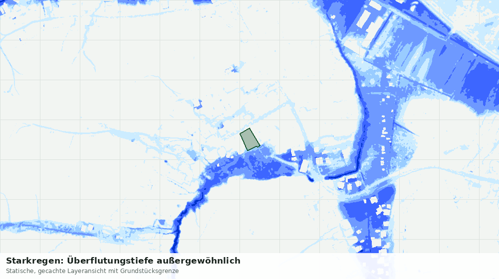 Statische Kartenansicht: Starkregen: Überflutungstiefe außergewöhnlich