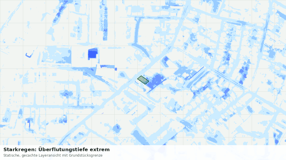 Statische Kartenansicht: Starkregen: Überflutungstiefe extrem