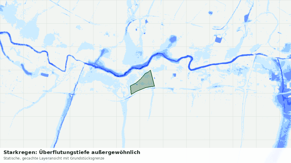 Statische Kartenansicht: Starkregen: Überflutungstiefe außergewöhnlich