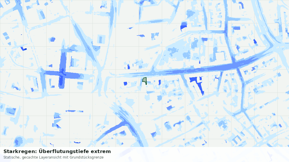Statische Kartenansicht: Starkregen: Überflutungstiefe extrem