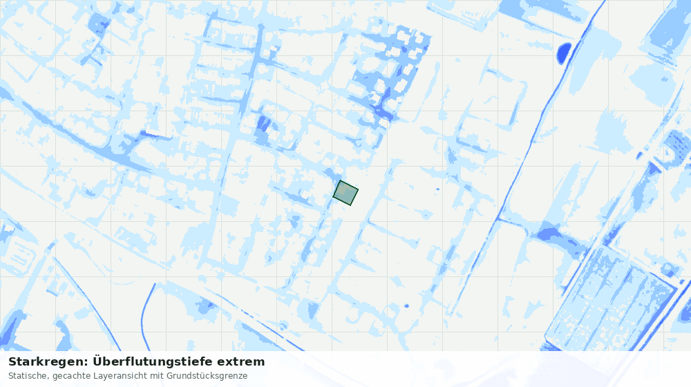 Statische Kartenansicht: Starkregen: Überflutungstiefe extrem