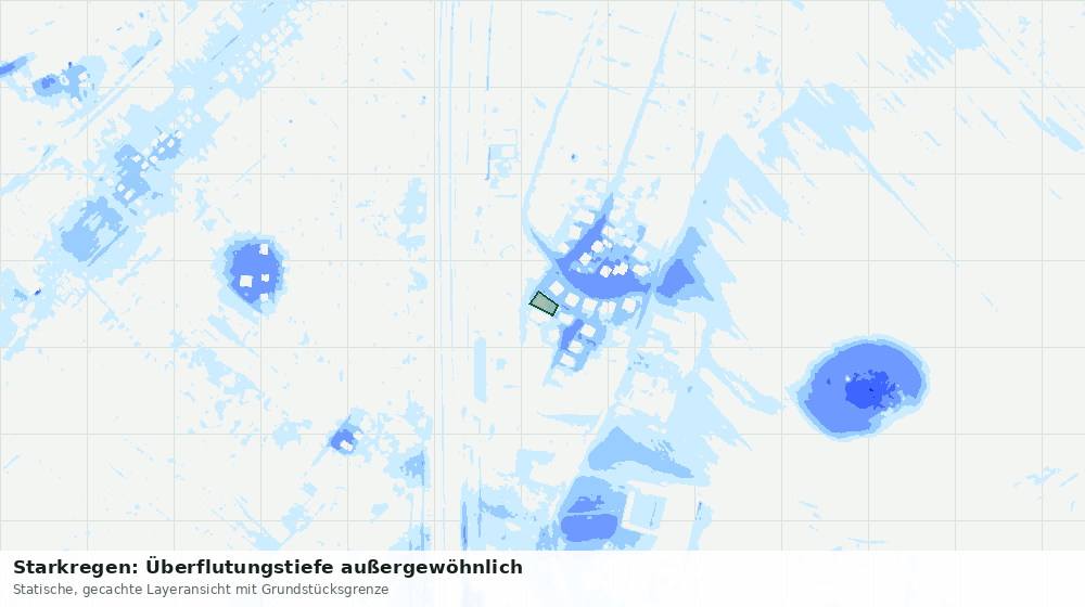 Statische Kartenansicht: Starkregen: Überflutungstiefe außergewöhnlich