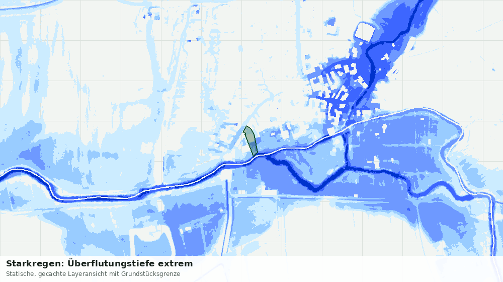 Statische Kartenansicht: Starkregen: Überflutungstiefe extrem
