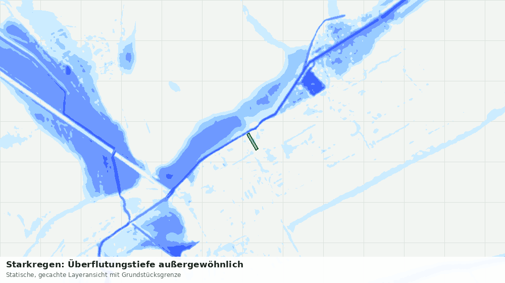 Statische Kartenansicht: Starkregen: Überflutungstiefe außergewöhnlich