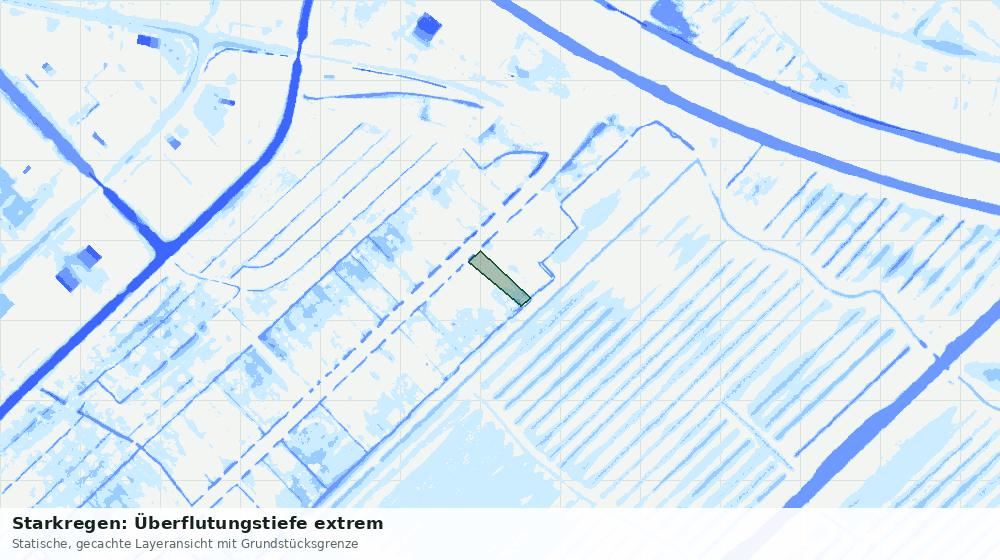 Statische Kartenansicht: Starkregen: Überflutungstiefe extrem