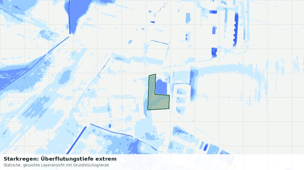 Statische Kartenansicht: Starkregen: Überflutungstiefe extrem