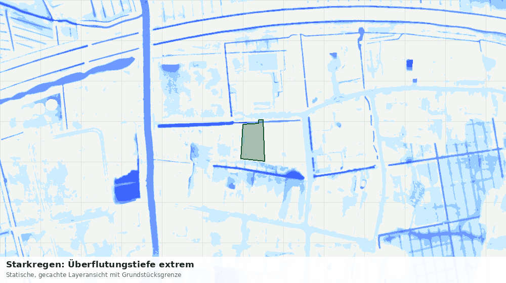 Statische Kartenansicht: Starkregen: Überflutungstiefe extrem