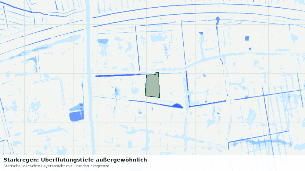 Statische Kartenansicht: Starkregen: Überflutungstiefe außergewöhnlich