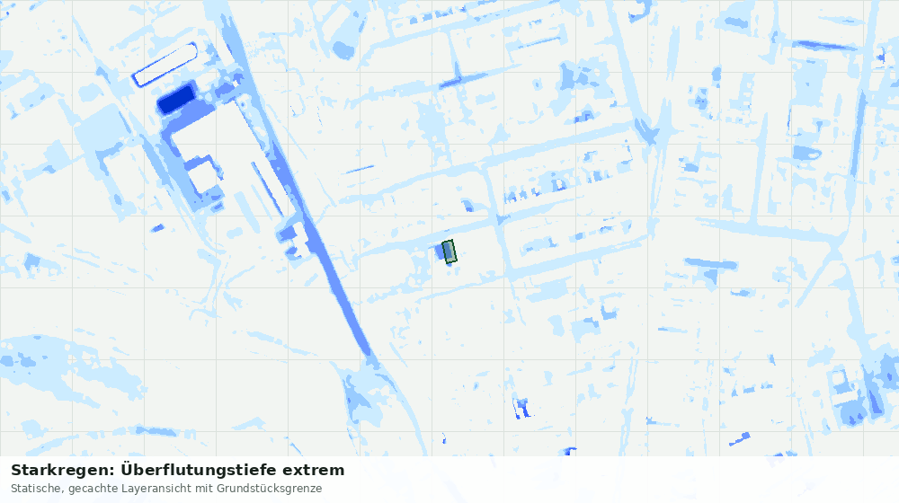 Statische Kartenansicht: Starkregen: Überflutungstiefe extrem