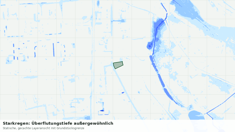 Statische Kartenansicht: Starkregen: Überflutungstiefe außergewöhnlich