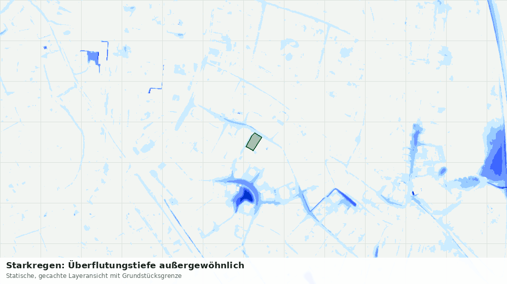 Statische Kartenansicht: Starkregen: Überflutungstiefe außergewöhnlich