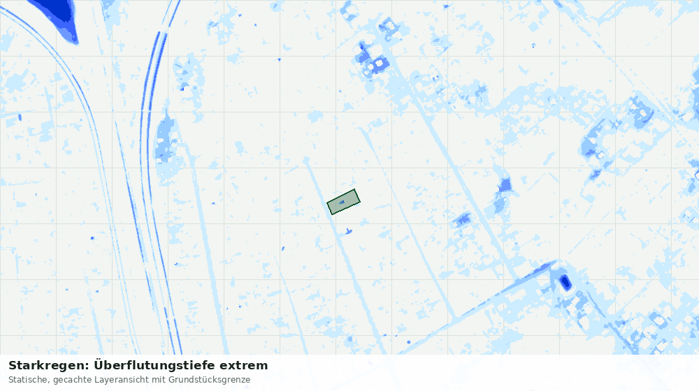 Statische Kartenansicht: Starkregen: Überflutungstiefe extrem