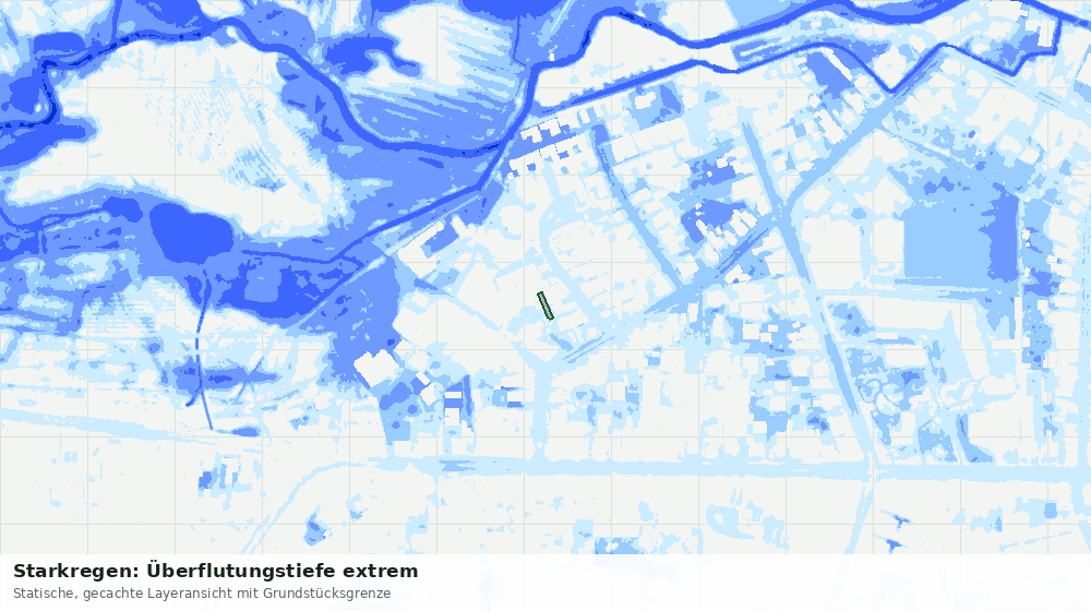 Statische Kartenansicht: Starkregen: Überflutungstiefe extrem
