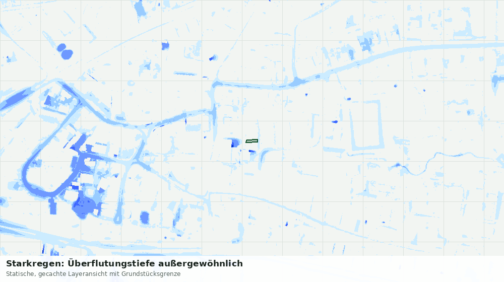 Statische Kartenansicht: Starkregen: Überflutungstiefe außergewöhnlich