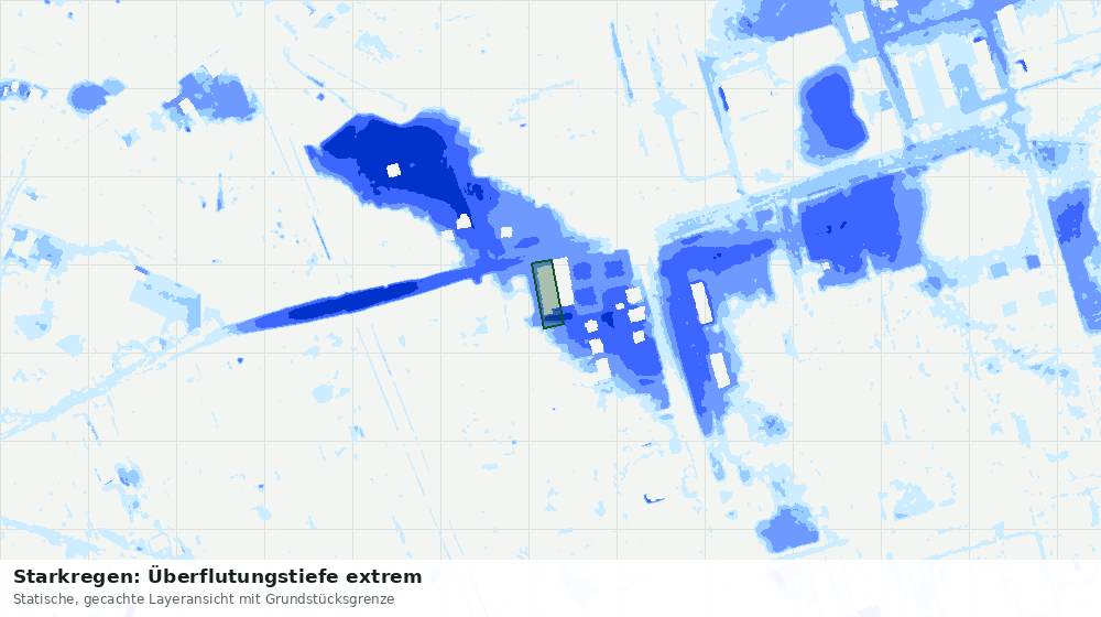 Statische Kartenansicht: Starkregen: Überflutungstiefe extrem