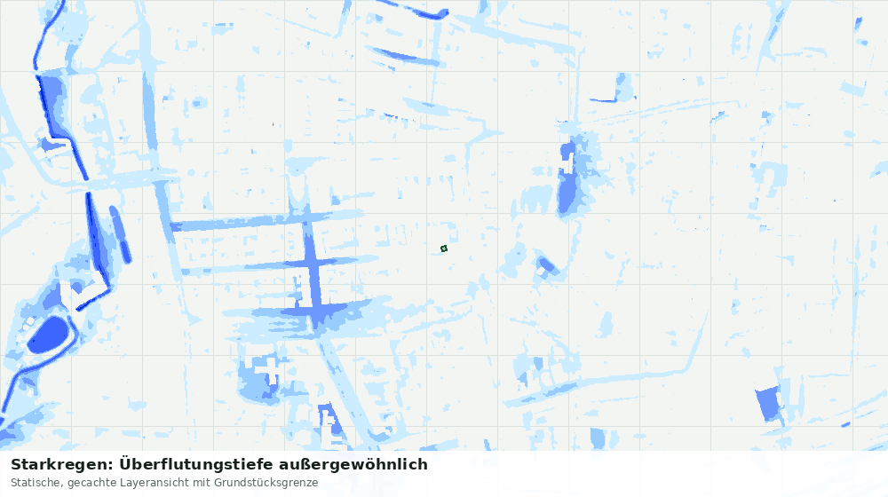 Statische Kartenansicht: Starkregen: Überflutungstiefe außergewöhnlich