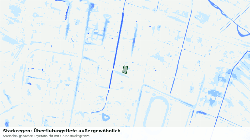 Statische Kartenansicht: Starkregen: Überflutungstiefe außergewöhnlich