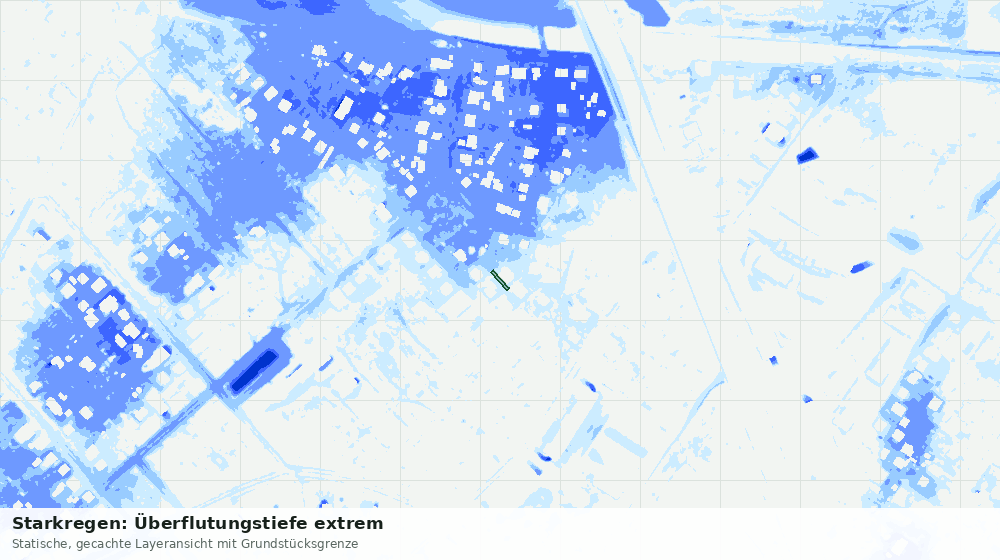 Statische Kartenansicht: Starkregen: Überflutungstiefe extrem