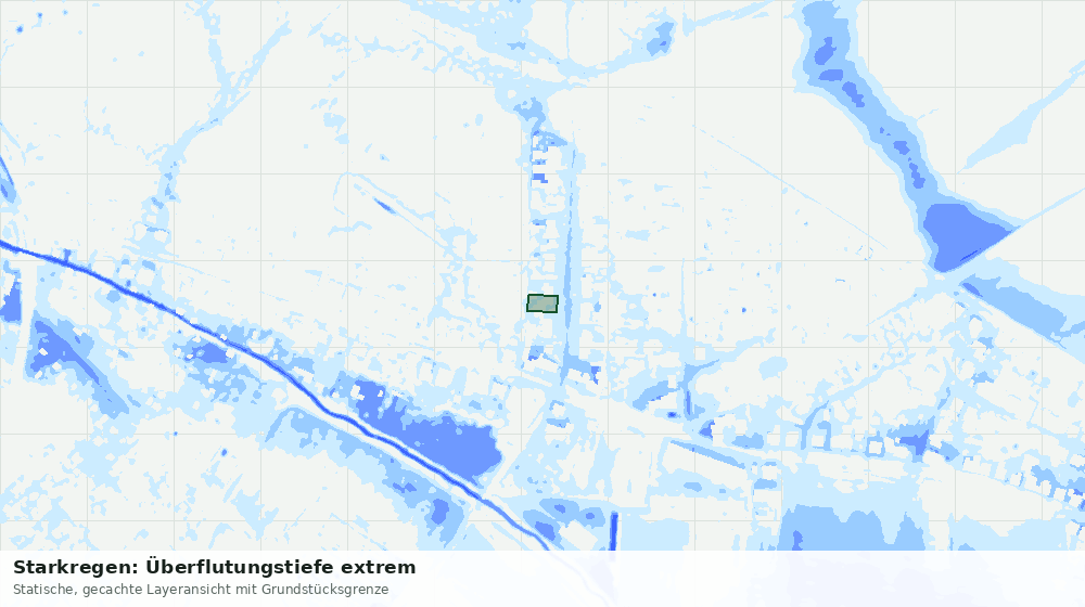 Statische Kartenansicht: Starkregen: Überflutungstiefe extrem