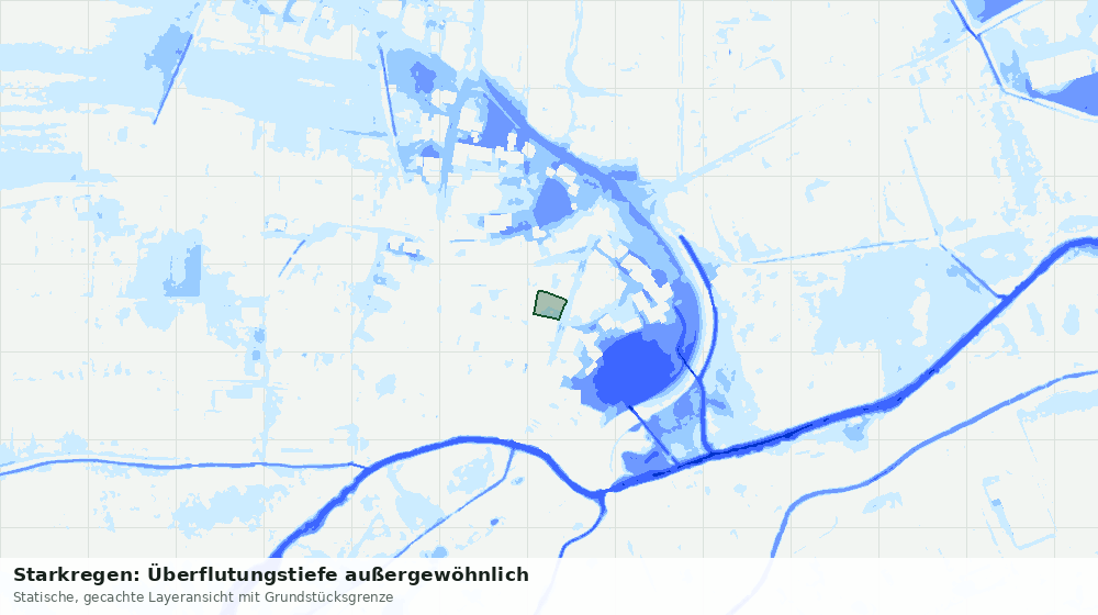 Statische Kartenansicht: Starkregen: Überflutungstiefe außergewöhnlich