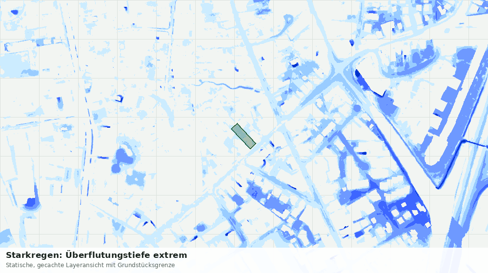 Statische Kartenansicht: Starkregen: Überflutungstiefe extrem