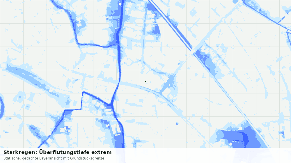 Statische Kartenansicht: Starkregen: Überflutungstiefe extrem