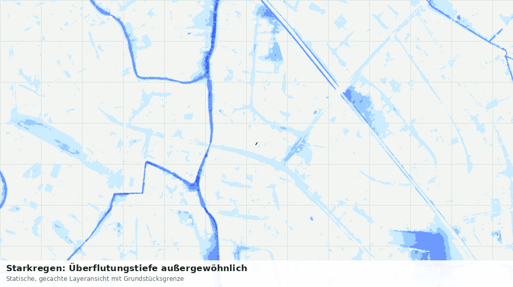 Statische Kartenansicht: Starkregen: Überflutungstiefe außergewöhnlich