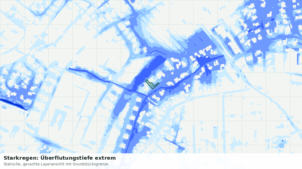Statische Kartenansicht: Starkregen: Überflutungstiefe extrem