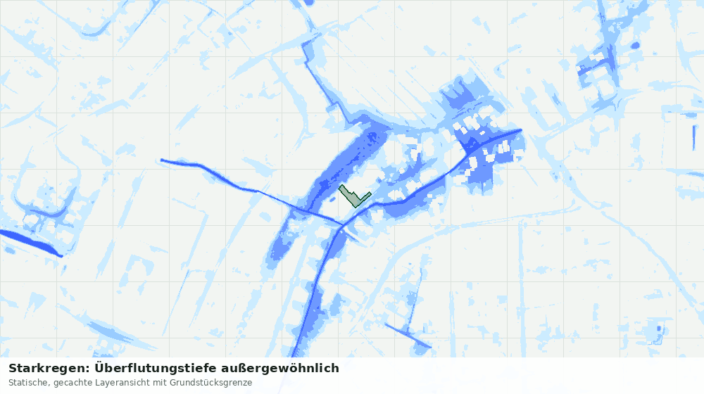 Statische Kartenansicht: Starkregen: Überflutungstiefe außergewöhnlich