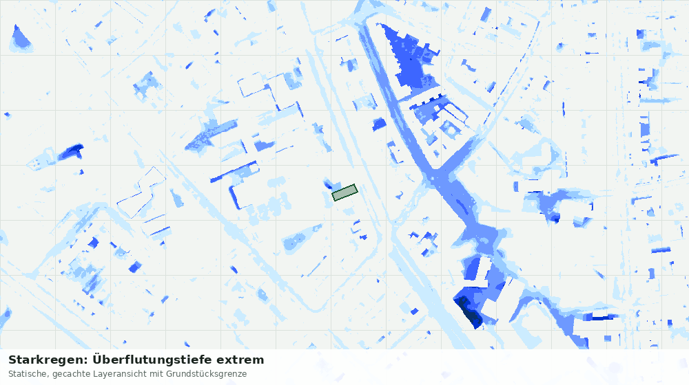 Statische Kartenansicht: Starkregen: Überflutungstiefe extrem
