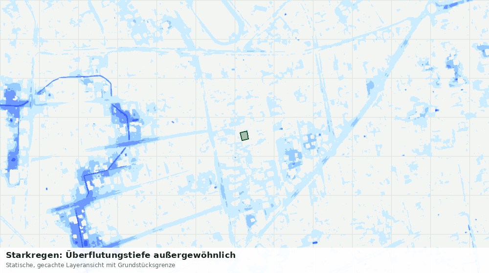 Statische Kartenansicht: Starkregen: Überflutungstiefe außergewöhnlich