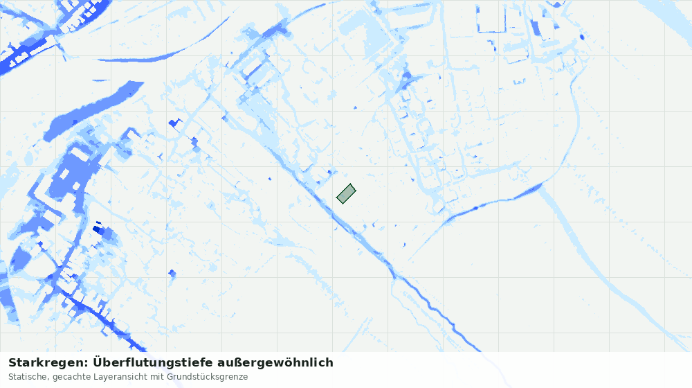 Statische Kartenansicht: Starkregen: Überflutungstiefe außergewöhnlich
