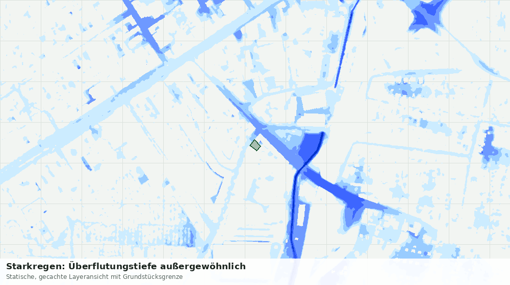 Statische Kartenansicht: Starkregen: Überflutungstiefe außergewöhnlich