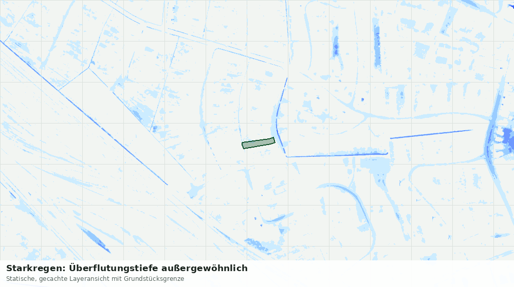 Statische Kartenansicht: Starkregen: Überflutungstiefe außergewöhnlich