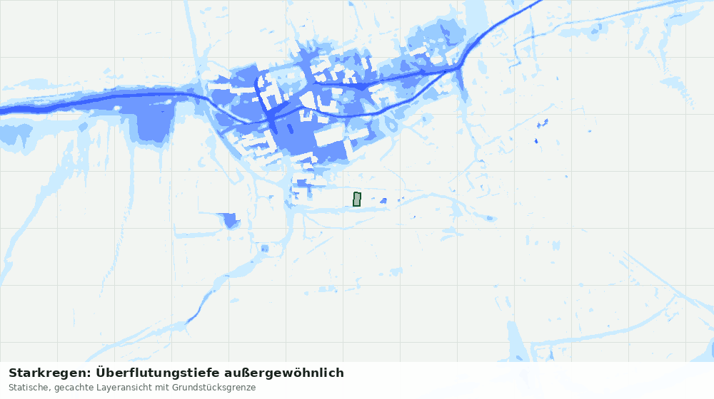 Statische Kartenansicht: Starkregen: Überflutungstiefe außergewöhnlich