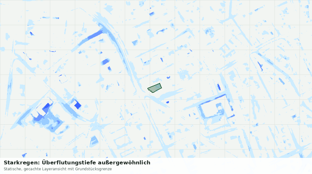Statische Kartenansicht: Starkregen: Überflutungstiefe außergewöhnlich