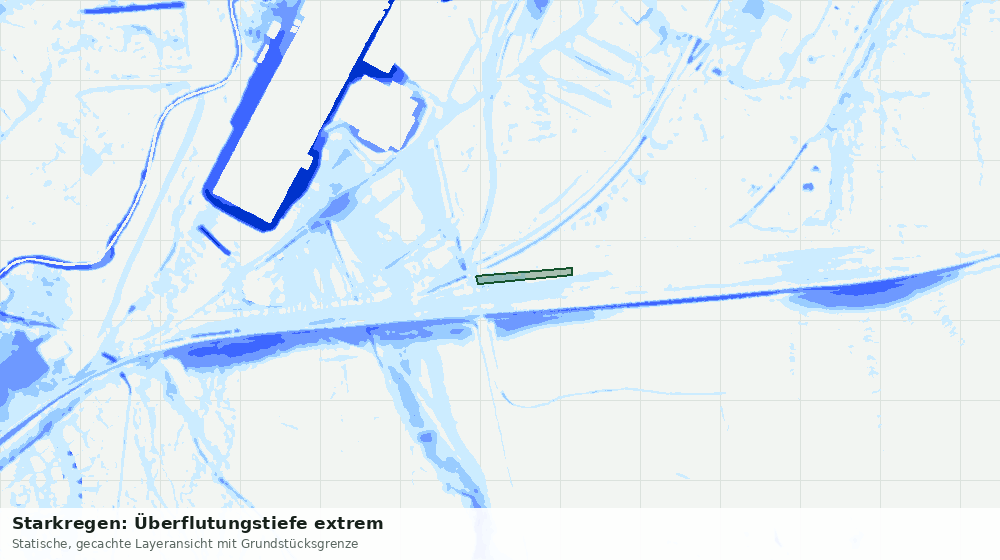 Statische Kartenansicht: Starkregen: Überflutungstiefe extrem