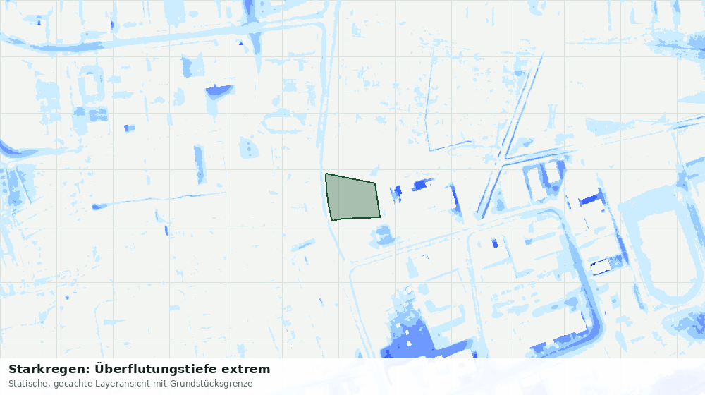Statische Kartenansicht: Starkregen: Überflutungstiefe extrem