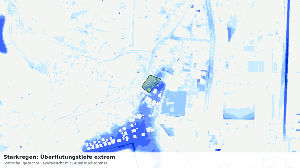 Statische Kartenansicht: Starkregen: Überflutungstiefe extrem