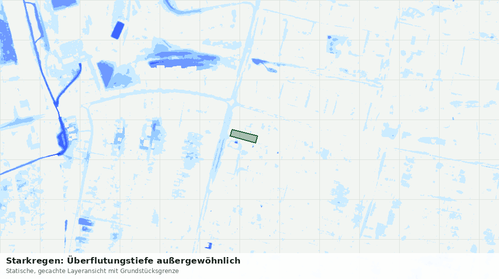 Statische Kartenansicht: Starkregen: Überflutungstiefe außergewöhnlich