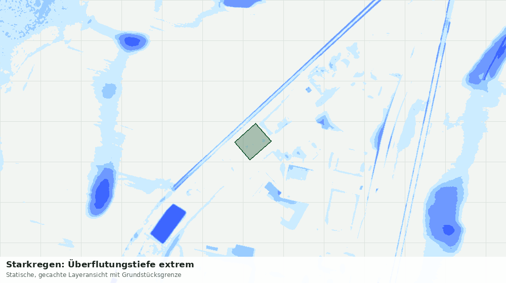 Statische Kartenansicht: Starkregen: Überflutungstiefe extrem