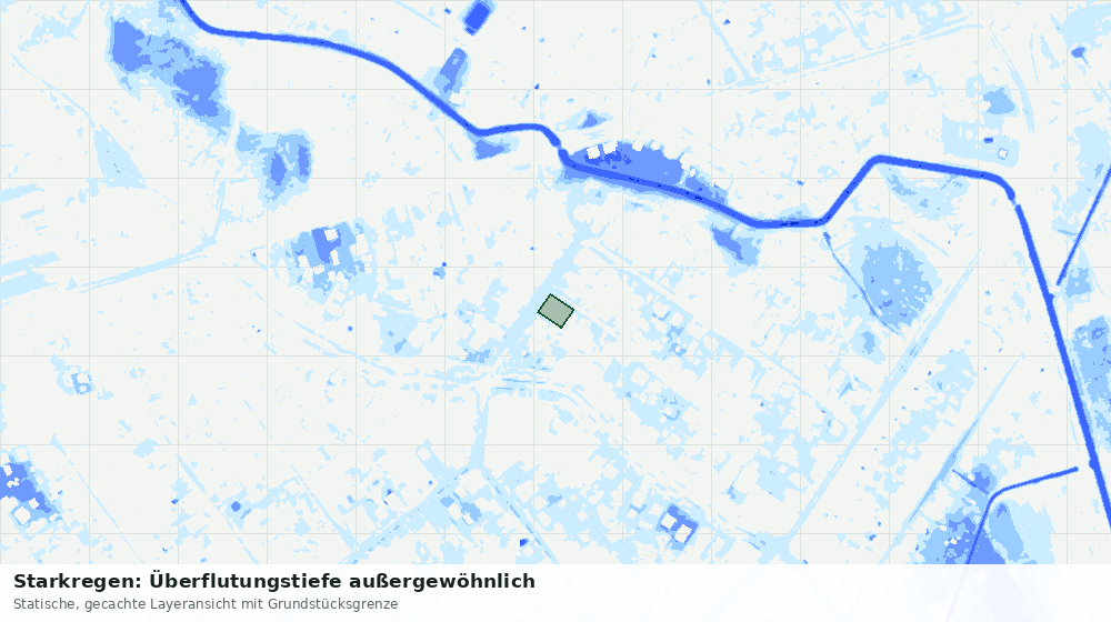 Statische Kartenansicht: Starkregen: Überflutungstiefe außergewöhnlich