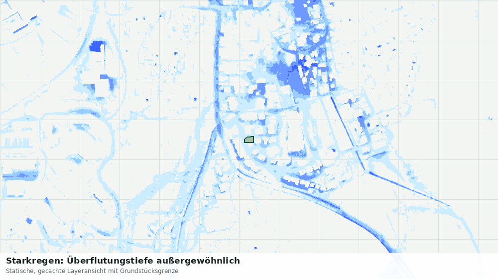 Statische Kartenansicht: Starkregen: Überflutungstiefe außergewöhnlich
