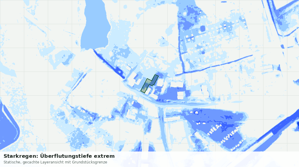 Statische Kartenansicht: Starkregen: Überflutungstiefe extrem