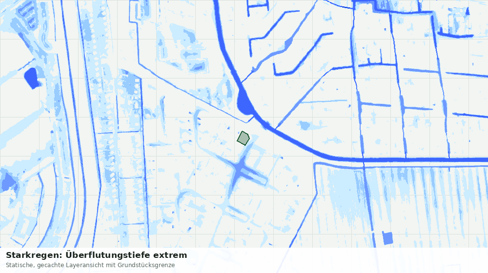 Statische Kartenansicht: Starkregen: Überflutungstiefe extrem