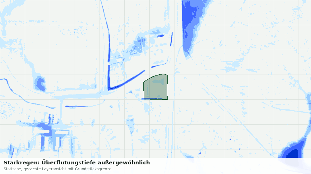 Statische Kartenansicht: Starkregen: Überflutungstiefe außergewöhnlich