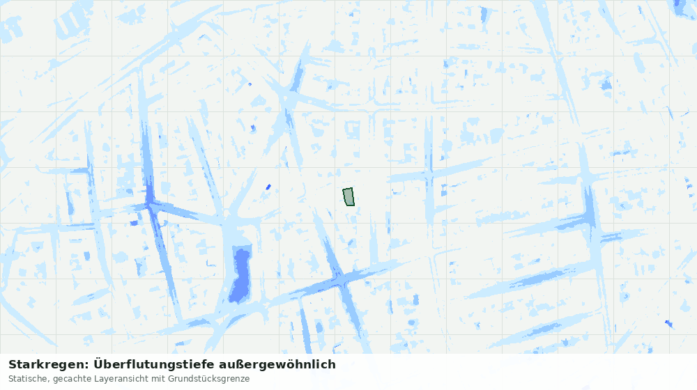 Statische Kartenansicht: Starkregen: Überflutungstiefe außergewöhnlich